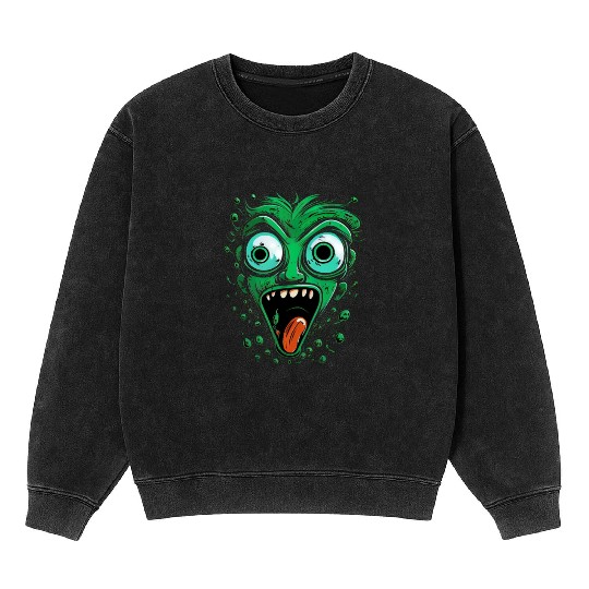 Funny Green Crazy Face Eyes Game Gaming Mineral Wash Sweatshirts