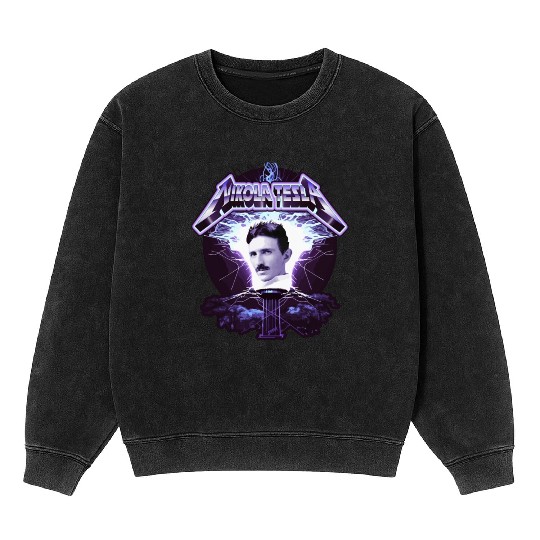 Nikola Tesla Heavy Metal Electricity by gnarly Mineral Wash Sweatshirts