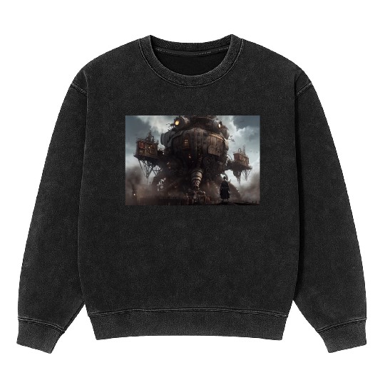 Dangerous Crab like Steampunk machine abstract Mineral Wash Sweatshirts