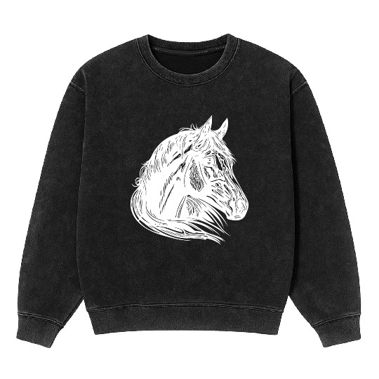 Mares Horse Portrait With Beautiful Mane Mineral Wash Sweatshirts