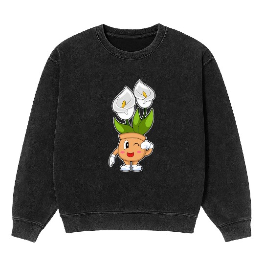 Plant Pot Calla Lily Flower Mineral Wash Sweatshirts