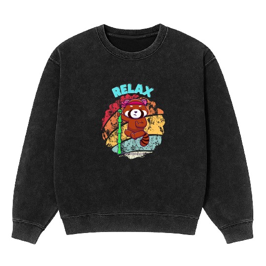 Relax Red Panda Mineral Wash Sweatshirts