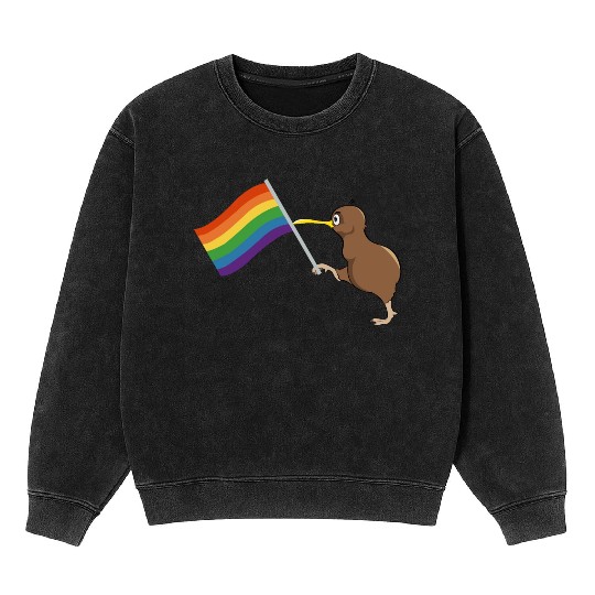 Rainbow Kiwi Pride Mineral Wash Sweatshirts