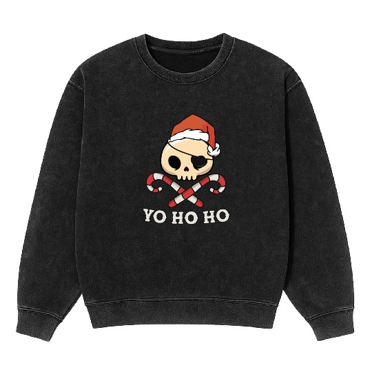 Santa Pirate Funny Christmas - Yo Ho Ho, Pirate Mineral Wash Sweatshirts