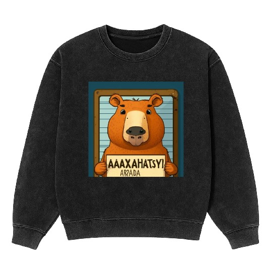 Capybara Mugshot Outlaw: Wanted for 93 Felonies Na Mineral Wash Sweatshirts
