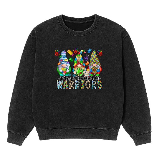 Autism Teacher Of Warriors Mineral Wash Sweatshirts