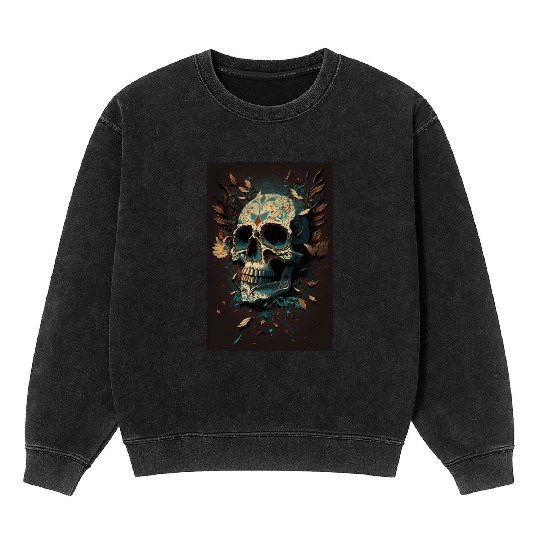 Skull Dia de los Muertos Halloween Tattoo Gift Mineral Wash Sweatshirts