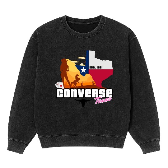 Converse Texas EST 1961 Comic Mineral Wash Sweatshirts Design