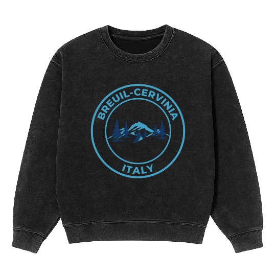 Retro cool Skiing in Breuil Cervinia Italy Blue Mineral Wash Sweatshirts