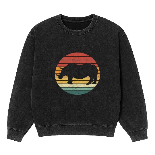Rhino Lover - Vintage Sunset Rhinoceros Mineral Wash Sweatshirts
