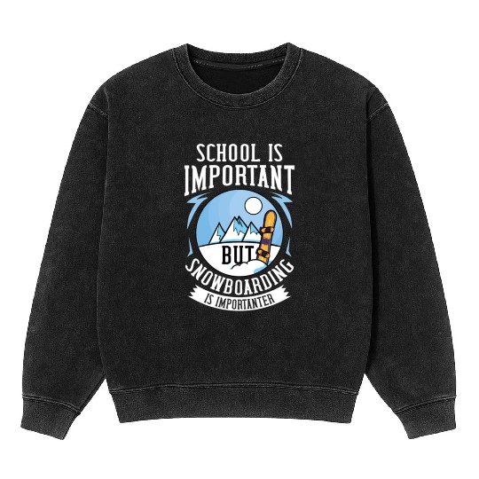 Snowboarding Mountain Funny Freestyle Snowboard Mineral Wash Sweatshirts