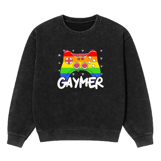 Gaymer Video Game Rainbow Pride Month LGBTQ Gay Mineral Wash Sweatshirts