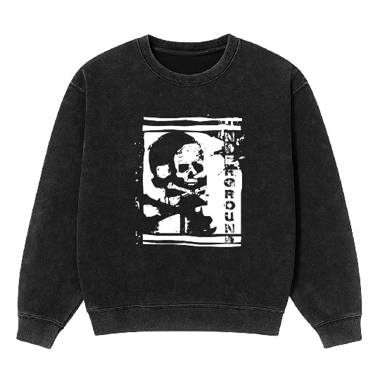 UNDERGROUND skull PUNK design Mineral Wash Sweatshirts