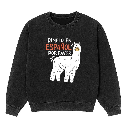 Spanish Teacher Llama Mineral Wash Sweatshirts