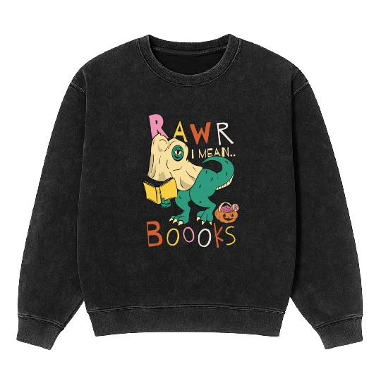 Reading Teacher Halloween T Rex Ghost Book Mineral Wash Sweatshirts