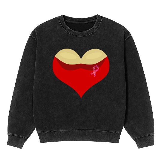 Cancer awareness Boobies love heart Mineral Wash Sweatshirts