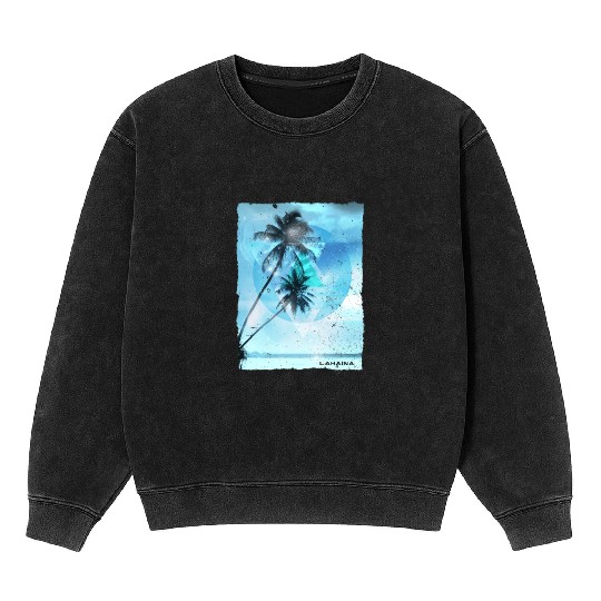 Artistic Lahaina Maui Hawaii Palm Tree Vacation Mineral Wash Sweatshirts