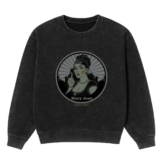 Mary Jane Lady Marijuana Funny Graphic Mineral Wash Sweatshirts