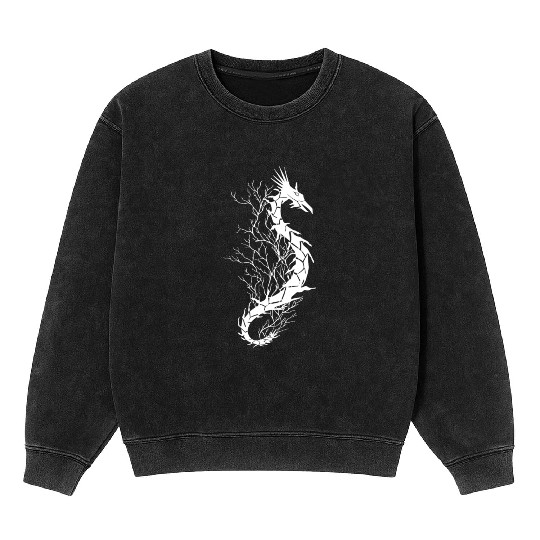 Sea life, sea dragon, white Mineral Wash Sweatshirts