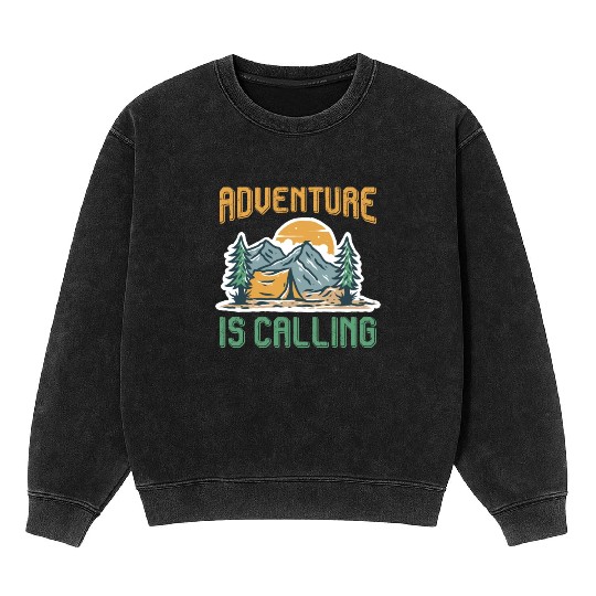Adventure is calling Mountain lover Hiking Mineral Wash Sweatshirts