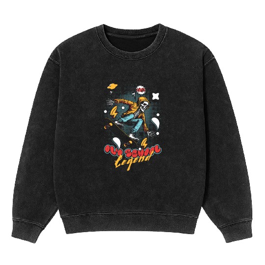 OLD SCHOOL Legend Skateboard Pop-Art Style 242 Mineral Wash Sweatshirts