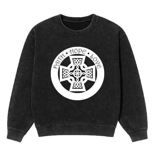 Timeless Celtic Cross With Celtic Knots Mineral Wash Sweatshirts