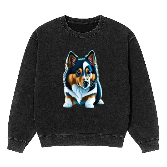 Shetland sheepdog puppy Mineral Wash Sweatshirts