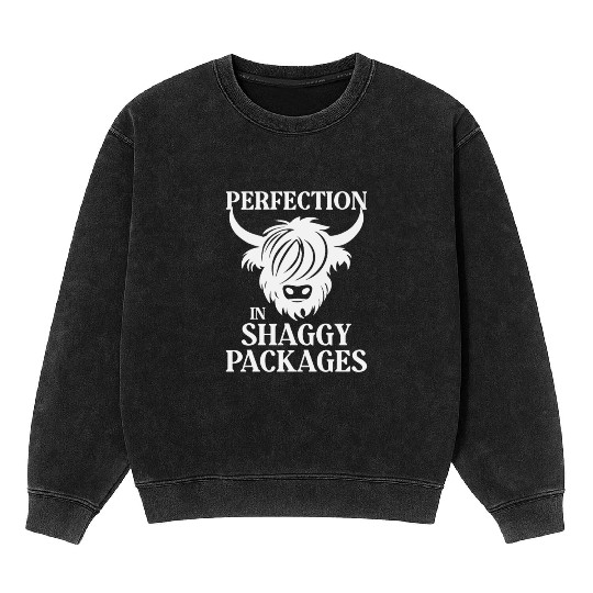 Perfection In Shaggy Packages Highland Cow Mineral Wash Sweatshirts