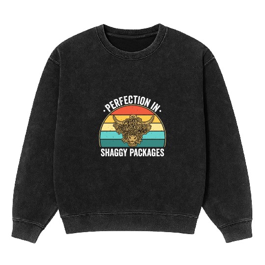 Perfection In Shaggy Packages Highland Cow Mineral Wash Sweatshirts