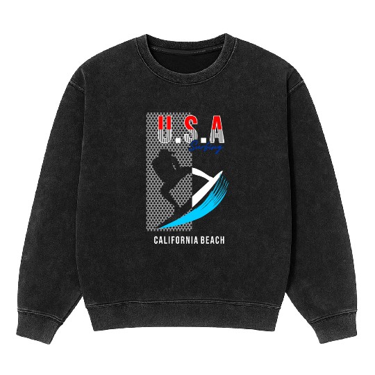 usa surfing Mineral Wash Sweatshirts