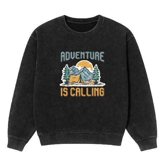 Adventure is calling Mountain lover Hiking Mineral Wash Sweatshirts
