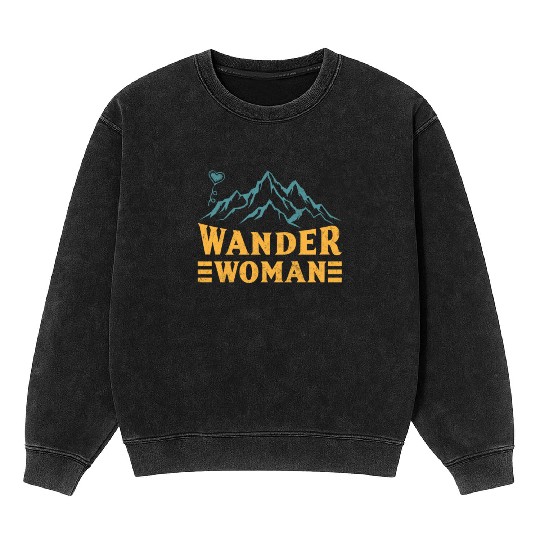 Wanderwoman Mountaineer Wanderlust Hiker Mineral Wash Sweatshirts