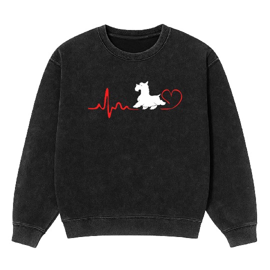 Scottie Dog Heartbeat Scottish Terrier Mineral Wash Sweatshirts