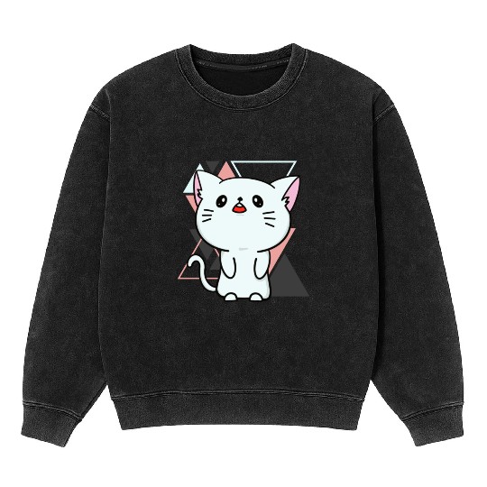 Cute little cat adorable kitty Kittenlove cat mom Mineral Wash Sweatshirts