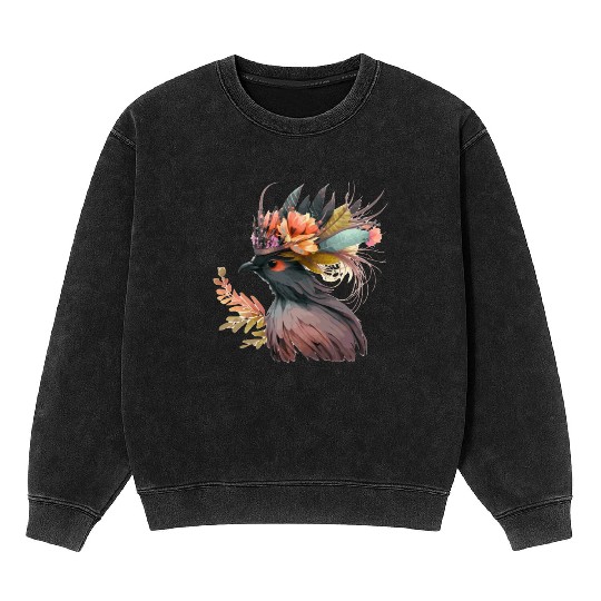 Cute Bird Of Paradise Bird Flower Crown Pet Birds Mineral Wash Sweatshirts