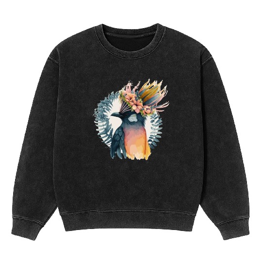 Cute Bird Of Paradise Bird Flower Crown Pet Birds Mineral Wash Sweatshirts