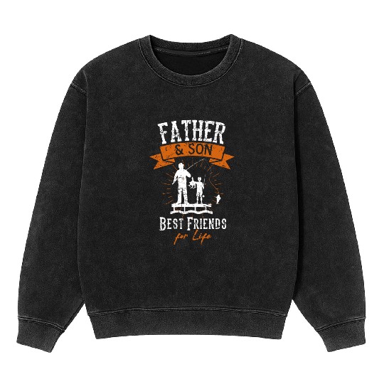 Fisherman Dad Daddy And Son Fishing Fathers Day Ou Mineral Wash Sweatshirts