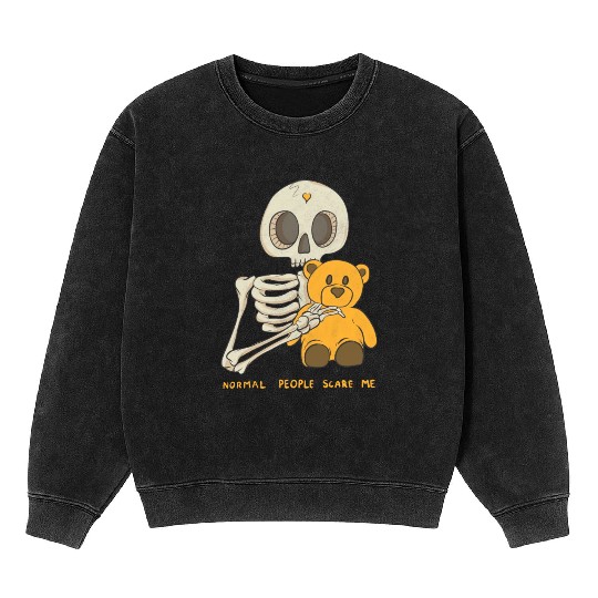Normal People Scare Me Skull Halloween Mineral Wash Sweatshirts