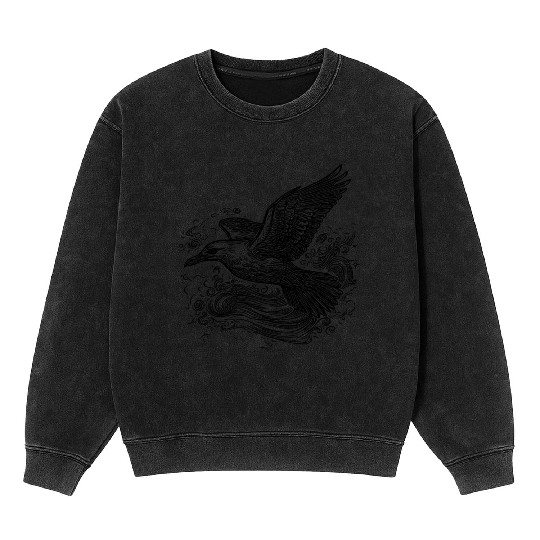 Elegant Flying Seagull Over The Water Mineral Wash Sweatshirts