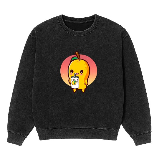 Refreshing mango enjoying mango juice Mineral Wash Sweatshirts