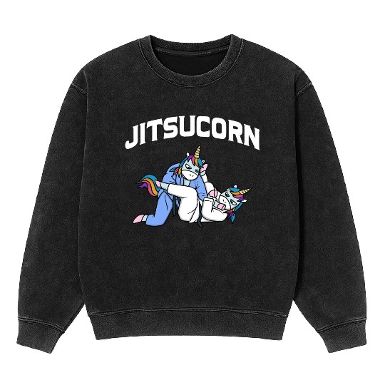 Jitsucorn Jiu Jitsu Unicorn MMA BJJ Judo 1 Mineral Wash Sweatshirts