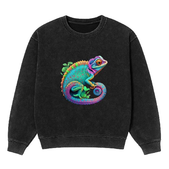 Cute Chameleon is a colorful beautiful Cute animal Mineral Wash Sweatshirts