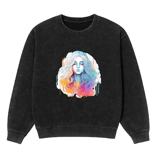 Glimmering Holographic Girl The Future is Now Mineral Wash Sweatshirts