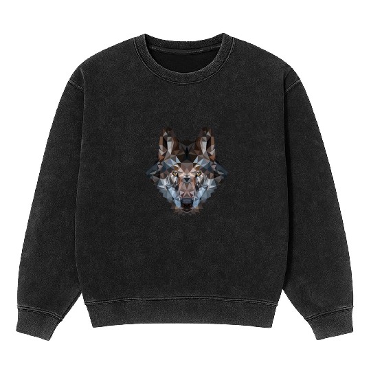 Wolves | Polygon Wolf Head | Low Poly Werewolf Mineral Wash Sweatshirts