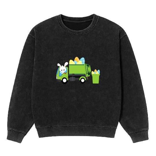 Garbage Truck Easter Bunny Egg Hunt Toddler Kids B Mineral Wash Sweatshirts