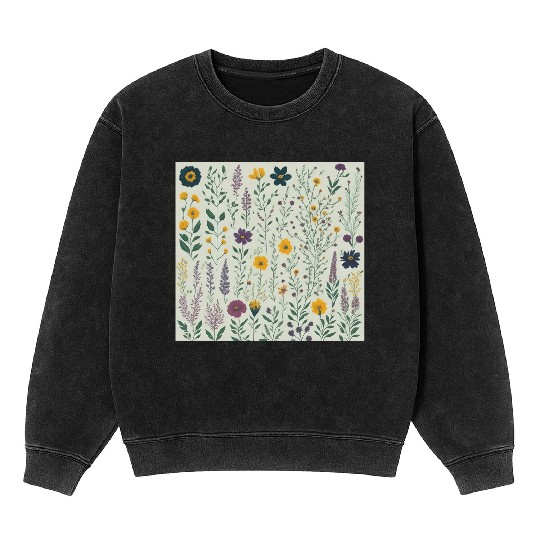 Wild summer flowers Mineral Wash Sweatshirts