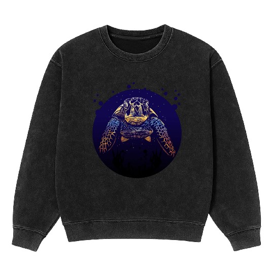 Sea Life - Colorful Sea Turtle Mineral Wash Sweatshirts