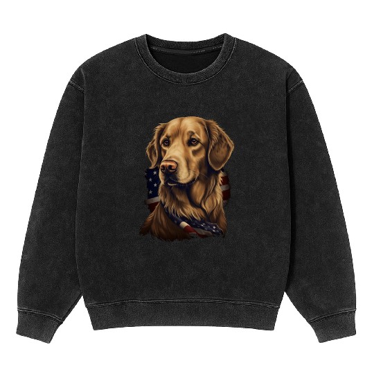 Golden Retriever American Flag Dog Lover Mineral Wash Sweatshirts