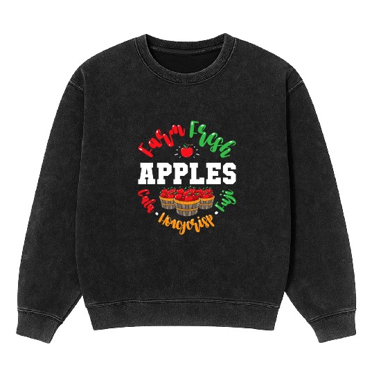 Apple Picking Farmer Fall For Toddlers Kids Women Mineral Wash Sweatshirts
