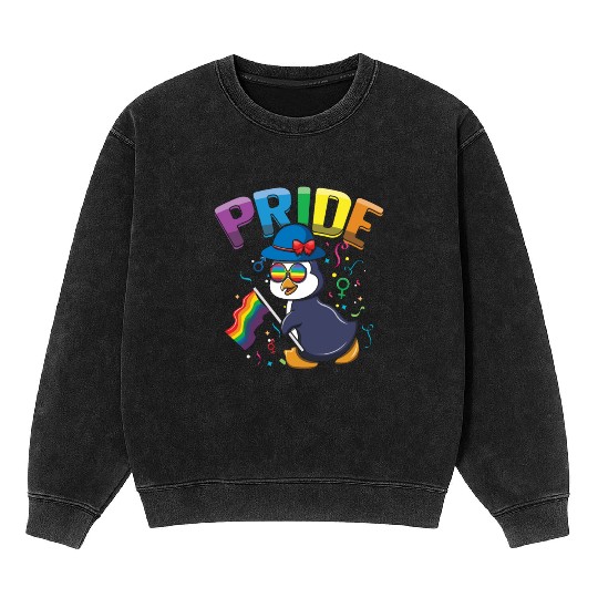 Penguin Lover Gay LGBTQ Rainbow LGBT Pride Month Mineral Wash Sweatshirts